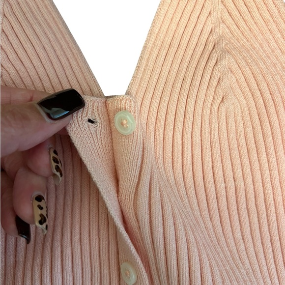 AERIE Button Down Sweater Top in Pink Wonder Size M Stretchy Great for Layering - Picture 7 of 8